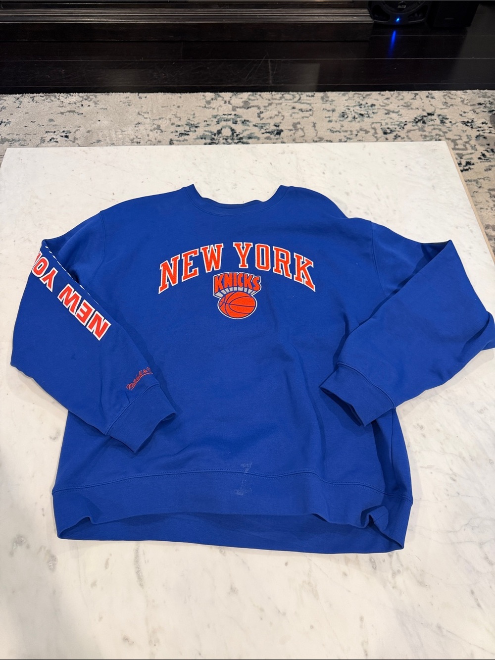 Mitchell & Ness New York Knicks Royal Blue Crewneck Sweatshirt
